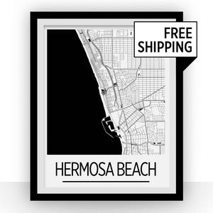 Hermosa Beach Karte - California Karte Print - Art-Deco-Plakatserie
