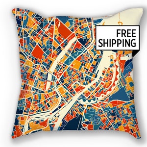 Copenhague Carte oreiller - oreiller Kobenhavn carte 18 x 18