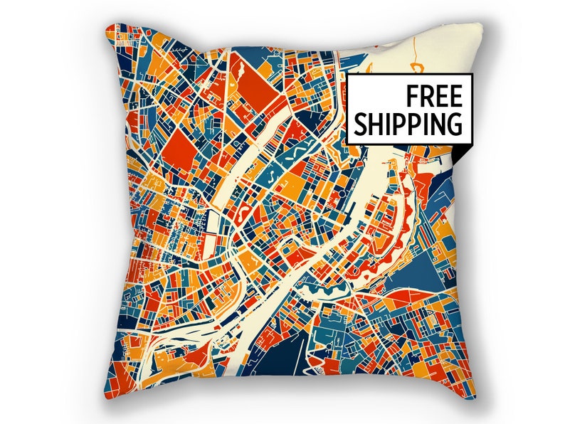 Copenhagen Map Pillow - Kobenhavn Map Pillow 18x18