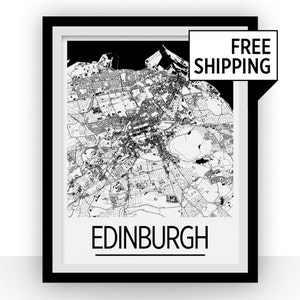 Édimbourg carte série Art déco d'affiches - impression carte de uk-