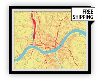 Cincinnati Map Print - Choose your color