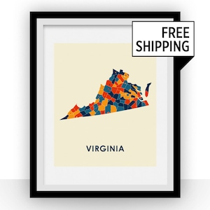 Virginia Map Print - Full Color Map Poster