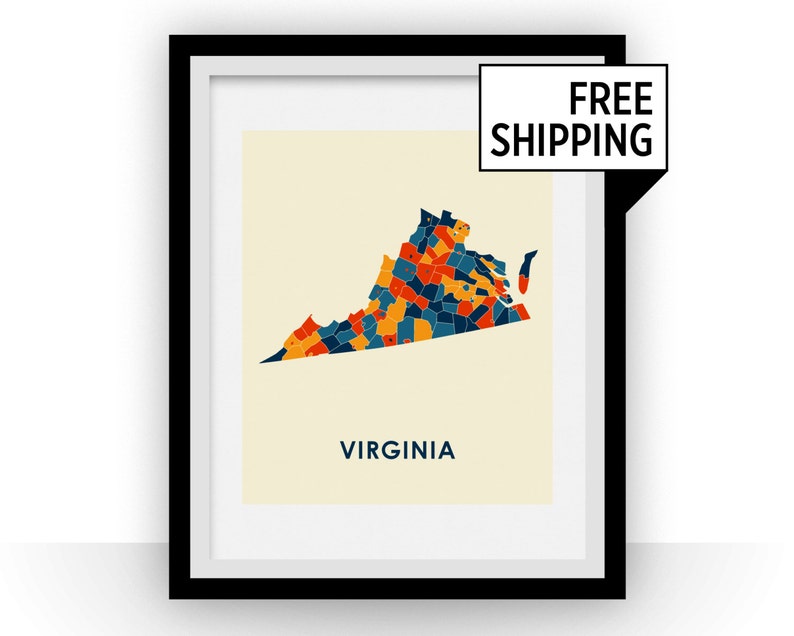 Virginia Map Print Full Color Map Poster - Etsy