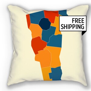 Vermont Map Pillow - VT Map Pillow 18x18