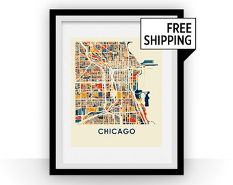 Chicago Map Print - Full Color Map Poster