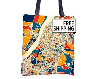 Kolkata Map Tote Bag - Calcutta Map Tote Bag 15x15