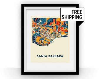 Santa Barbara Map Print - Full Color Map Poster