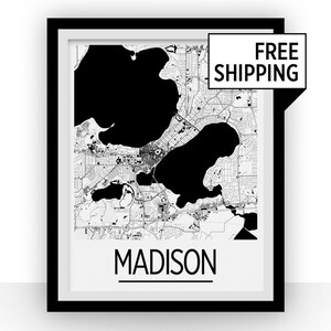 Série de Madison Map affiche - usa carte imprimer - Art déco