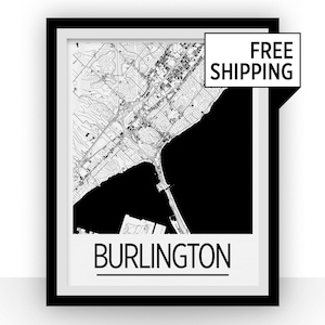 Burlington ON Map Poster - Ontario Map Print - Art Deco Series