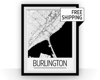 Burlington ON Map Poster - Ontario Map Print - Art Deco Series