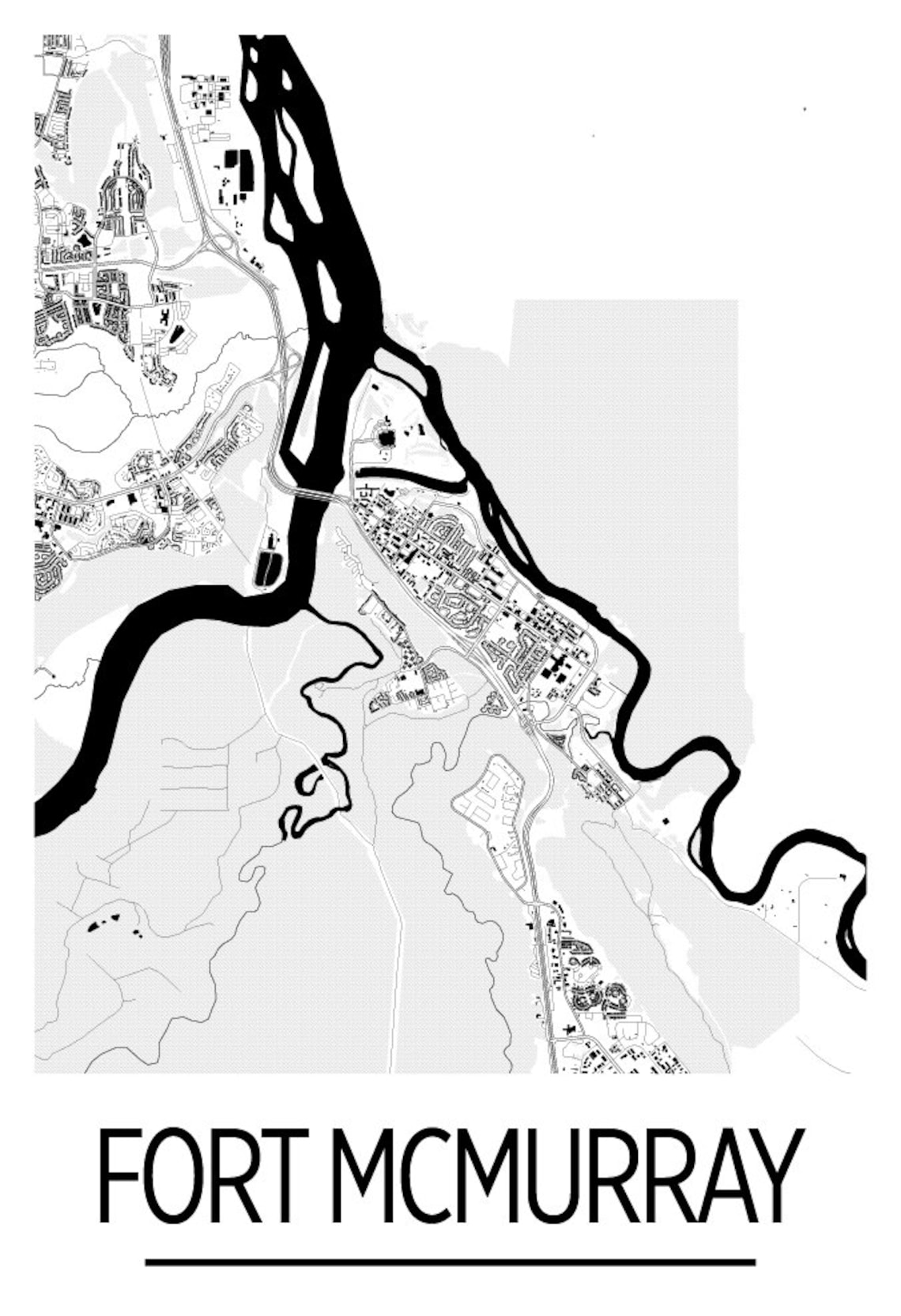 Fort Mcmurray Alberta Map Poster Alberta Map Print Art Etsy