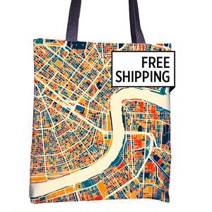 New Orleans Karte Stoffbeutel - keine Karte-Beutel 15 x 15