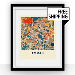 Amman Map Print - Full Color Map Poster