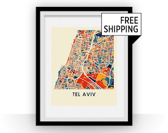 Tel Aviv Map Print - Full Color Map Poster