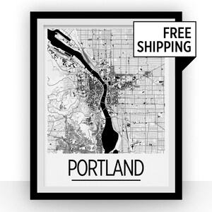 Portland Map Poster - usa Map Print - Art Deco Series