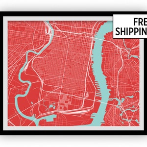Mappa di Philadelphia stampa - Scegli il tuo colore