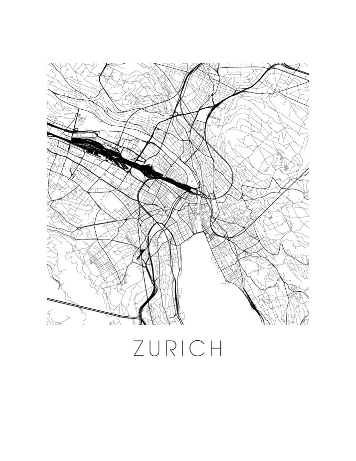 Zurich Map Print - Etsy