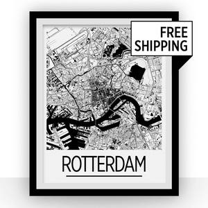 Rotterdam Karte - Niederlande Karte Print - Art-Deco-Plakatserie