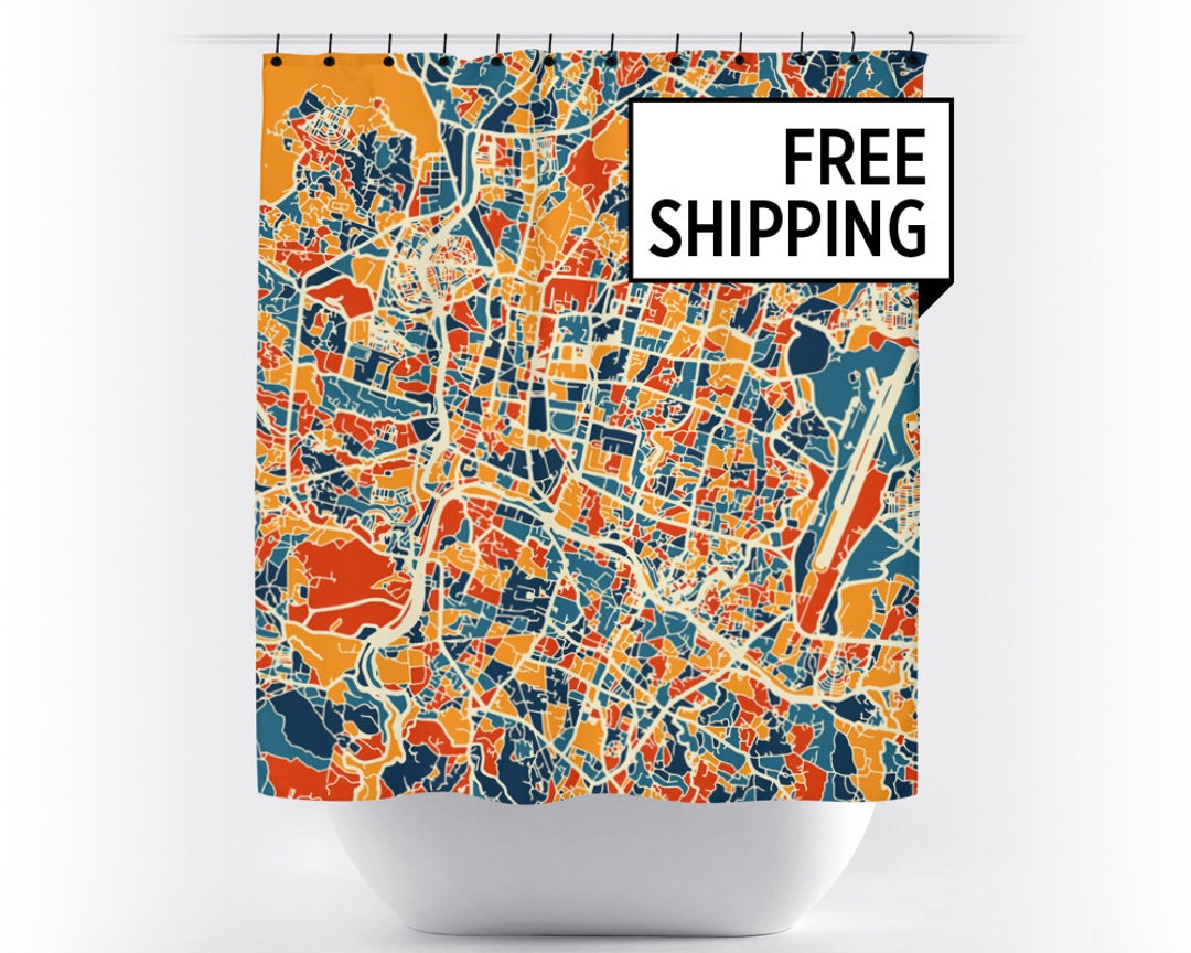 Kathmandu Map Shower Curtain Nepal Shower Curtain Chroma Series Etsy
