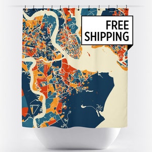 Charleston Map Shower Curtain - usa Shower Curtain - Chroma Series