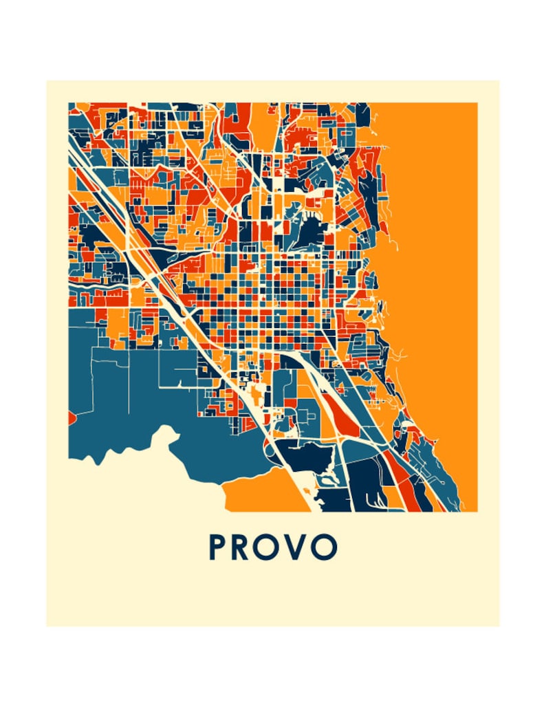 Provo UT Map Print Full Color Map Poster Etsy