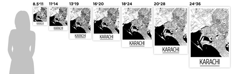 Karachi Map Poster pakistan Map Print Art Deco Series image 4