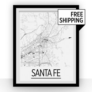 Santa Fe Kartenwerke Poster - Usa Karte Print - Art Deco
