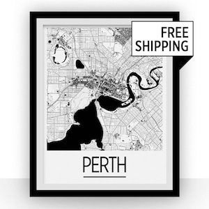 Perth Map Poster - Australia Map Print - Art Deco Series
