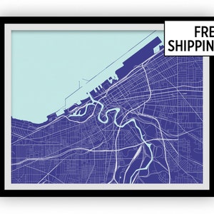 Cleveland Map Print - Choose your color