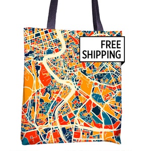 Roma Map Tote Bag - Italy Map Tote Bag 15x15