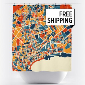 Baku Map Shower Curtain - azerbaijan Shower Curtain - Chroma Series