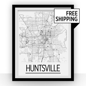 Huntsville kaart Poster - usa kaart Print - Art Deco serie