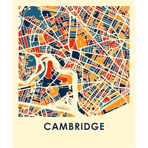Cambridge MA Map Print - Full Color Map Poster - Etsy