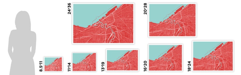 Cleveland Map Print Choose your color image 4
