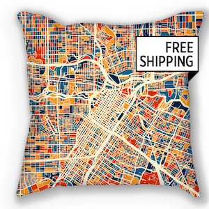 Houston Map Pillow - Texas Map Pillow 18x18