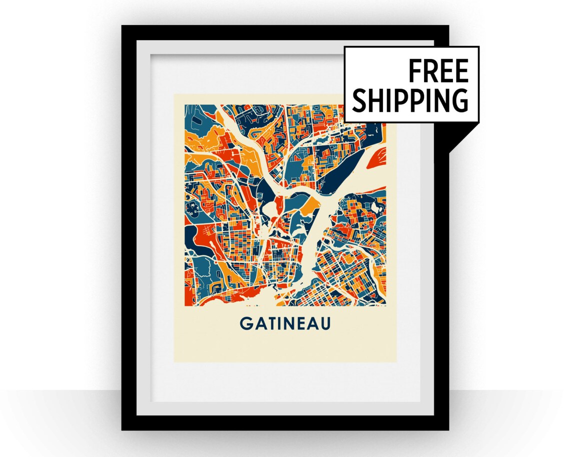Gatineau Map Print Full Color Map Poster Etsy