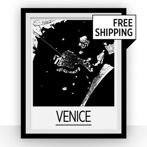Venice Map Poster - italy Map Print - Art Deco Series