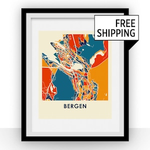 Bergen Map Print - Full Color Map Poster