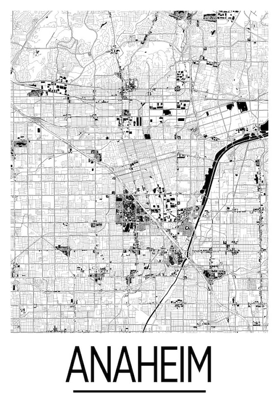 アナハイム地図ポスター - アメリカ地図プリント - アールデコシリーズ