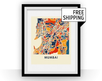 Mumbai Map Print - Full Color Map Poster