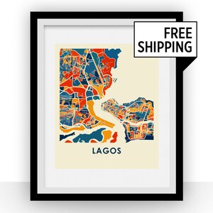 Lagos Map Print - Full Color Map Poster