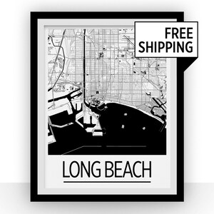 Long Beach Kartenwerke Poster - Usa Karte Print - Art Deco