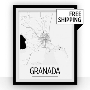 Granada Karte - Spanien Karte Print - Art-Deco-Plakatserie