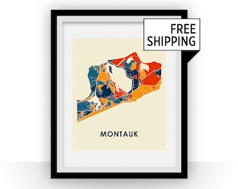 Montauk Map Print - Full Color Map Poster