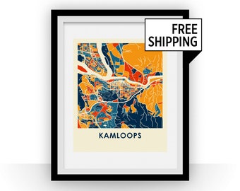 Kamloops British Columbia Map Print - Full Color Map Poster