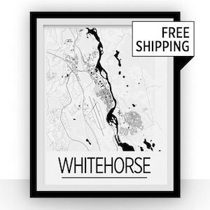 Whitehorse Map Poster - Canada Map Print - Art Deco Series