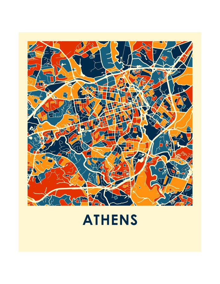 Athens Georgia Map Print Full Color - Il Fullxfull.1182720982 Klrx 