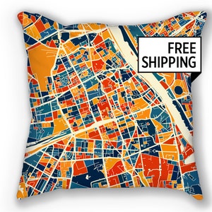 Warsaw Map Pillow - Warsaw Map Pillow 18x18