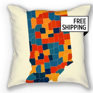 Indiana Map Pillow - IN Map Pillow 18x18