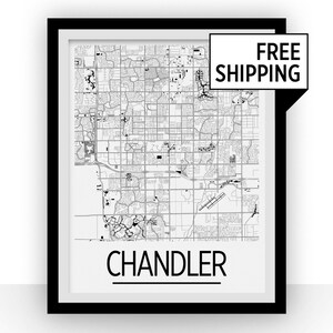 Chandler Kartenwerke Poster - Usa Karte Print - Art Deco